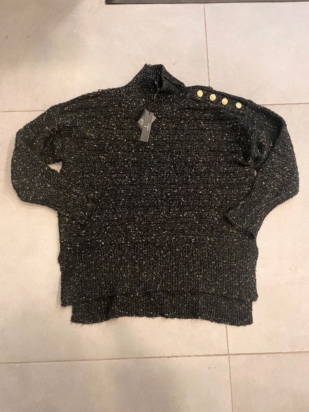 $120 Tahari Metallic Gold Knitted Sweater Size L-XXL Women’s